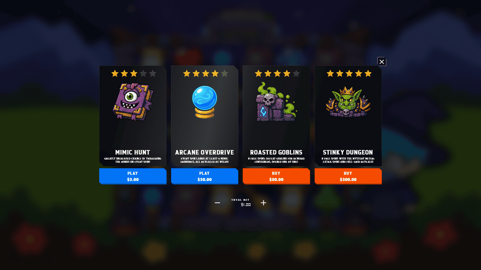 Muddler Dungeon: Mage & Goblins bonus buy menu