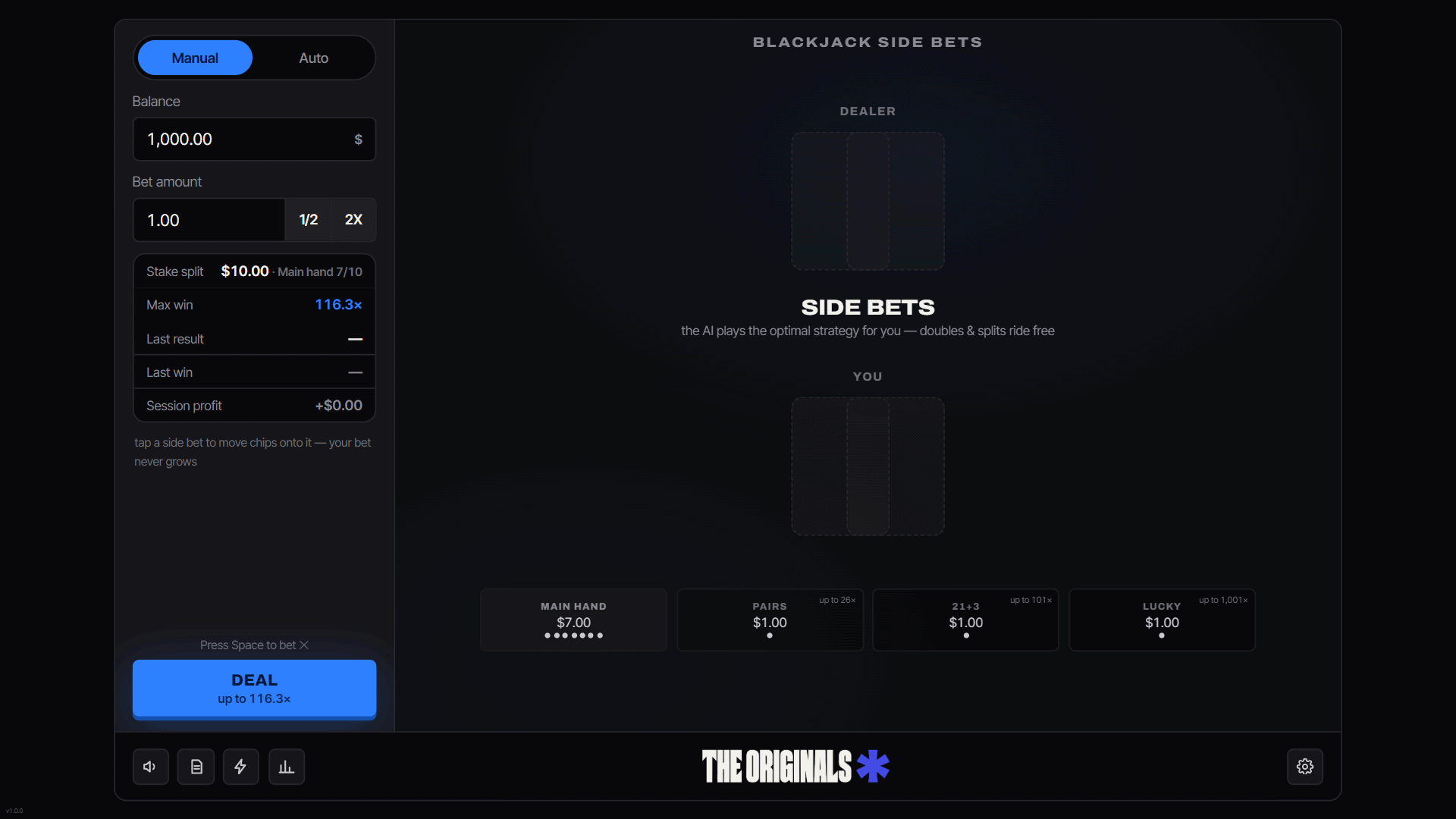 Blackjack Side Bets slot gameplay reels