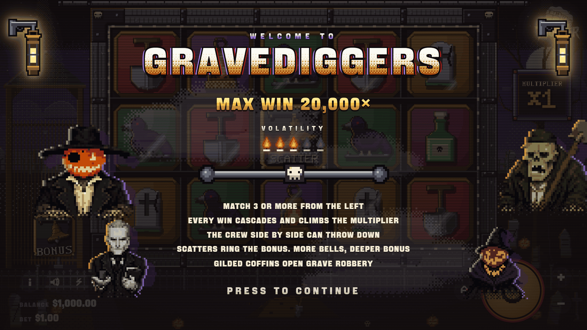 Gravediggers slot intro screen