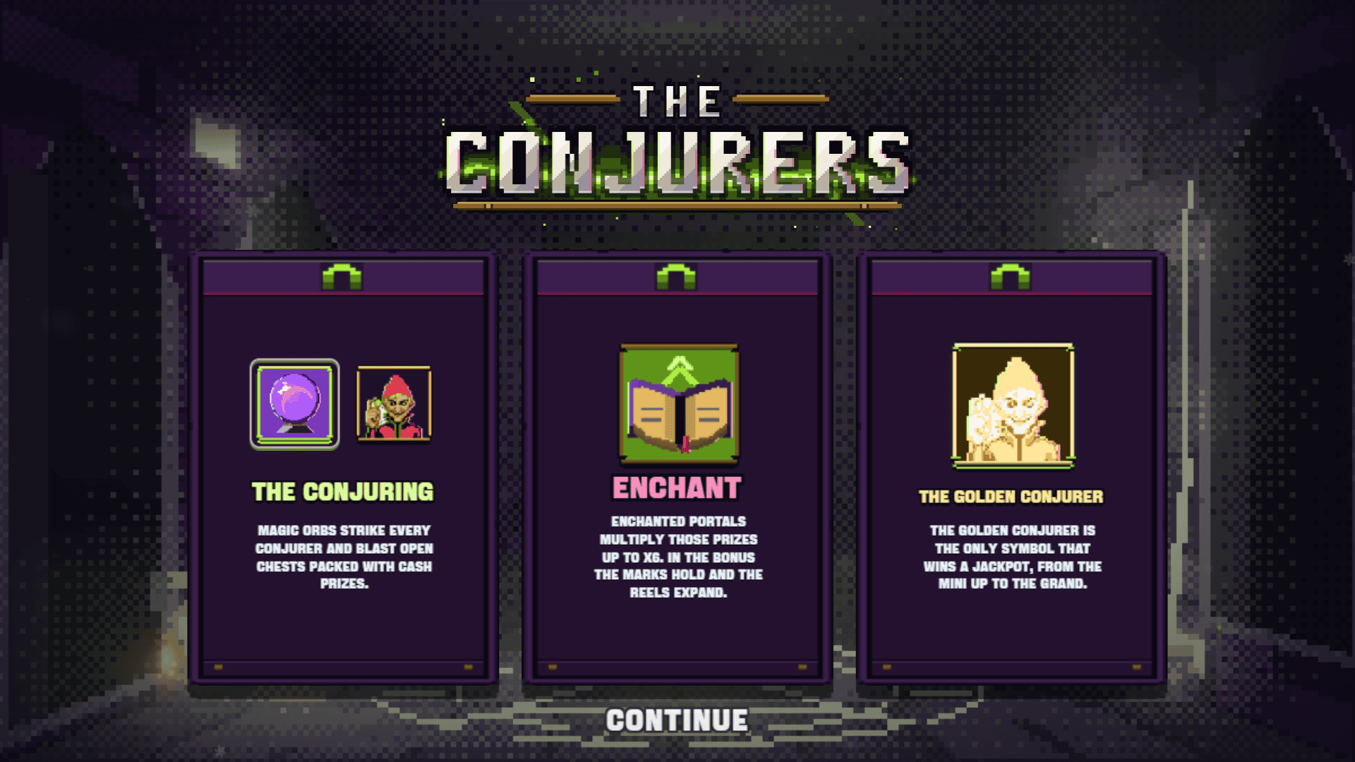 The Conjurers slot intro screen