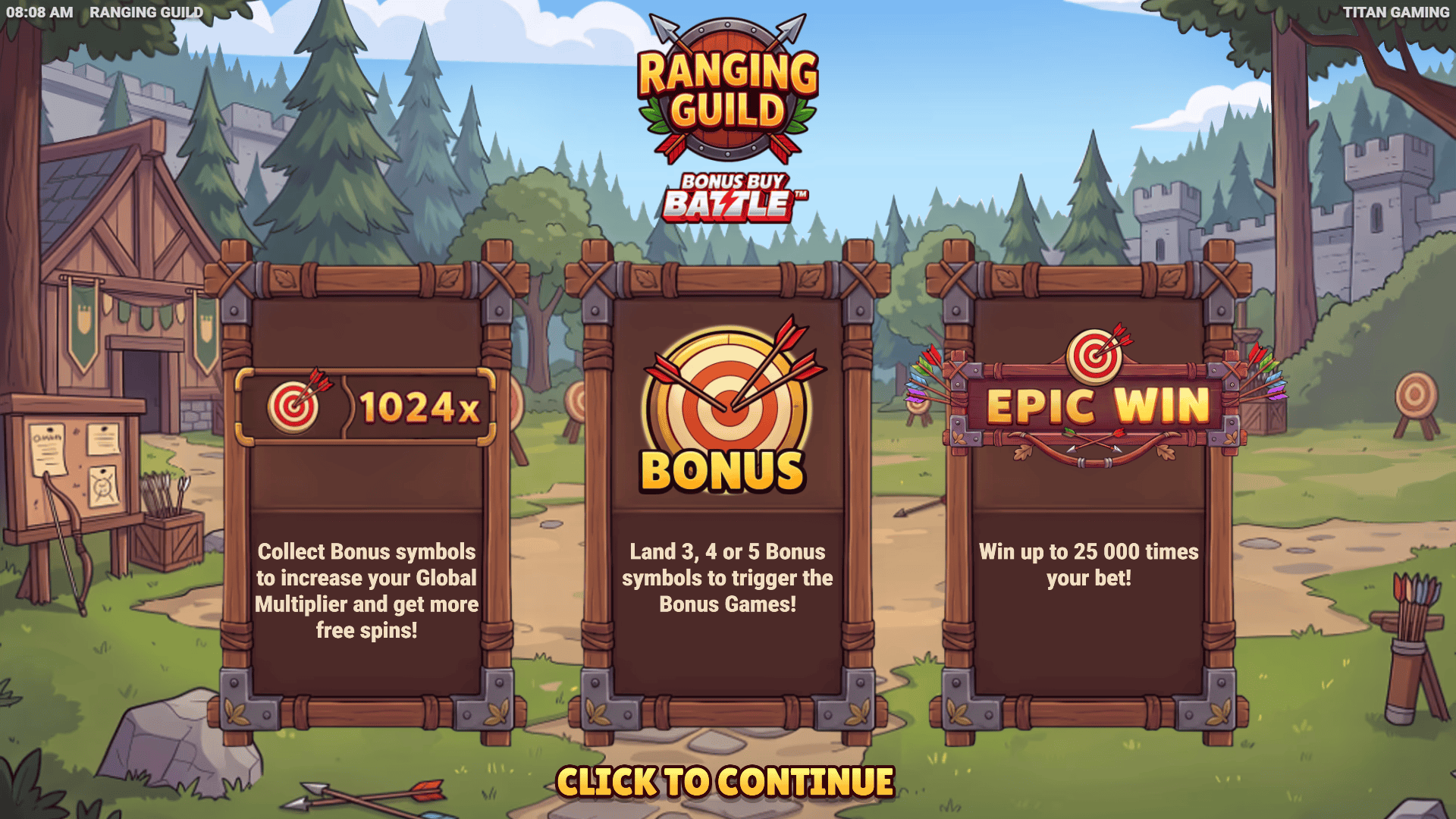 Ranging Guild slot intro screen
