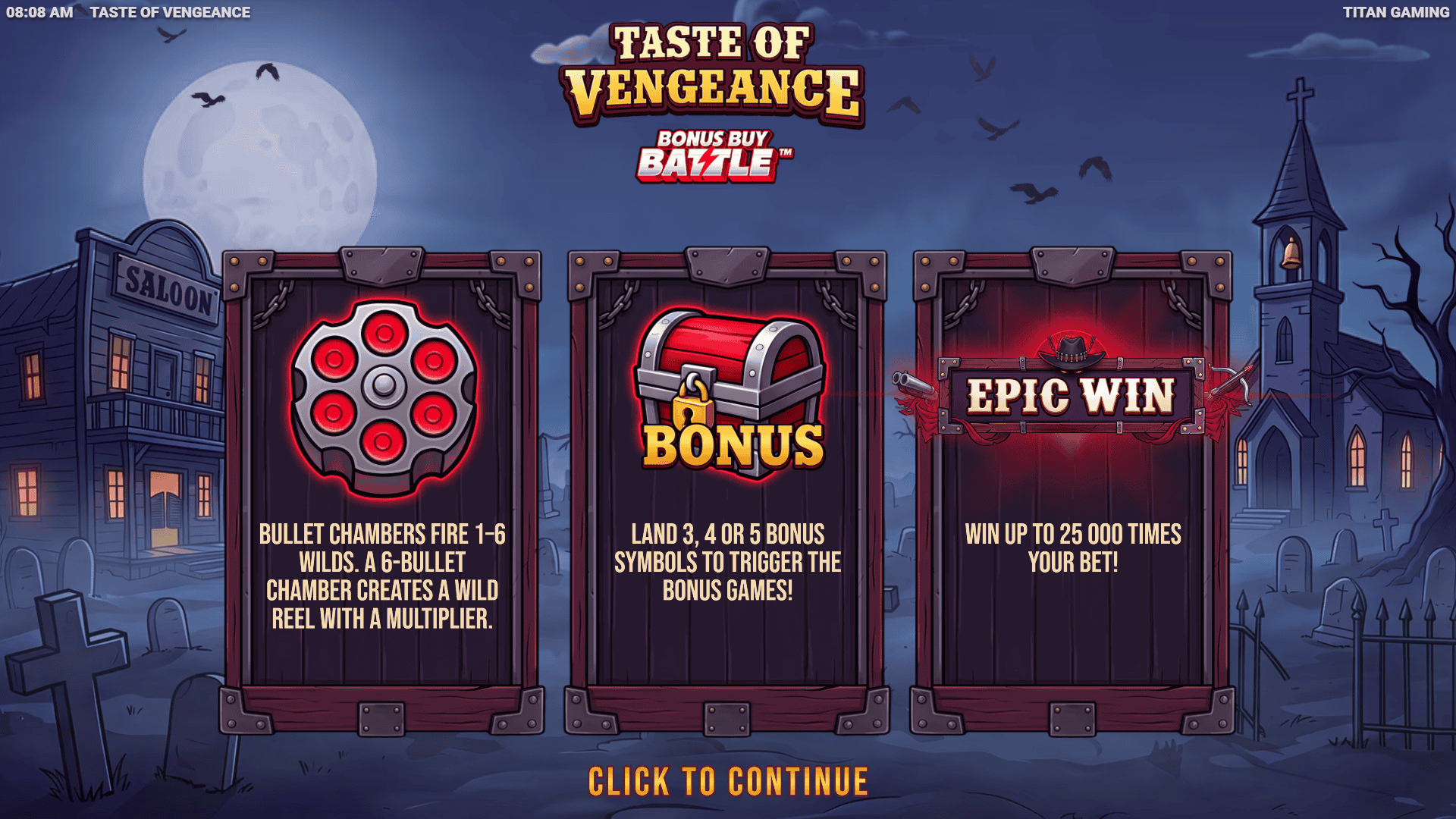 Taste of Vengeance slot intro screen