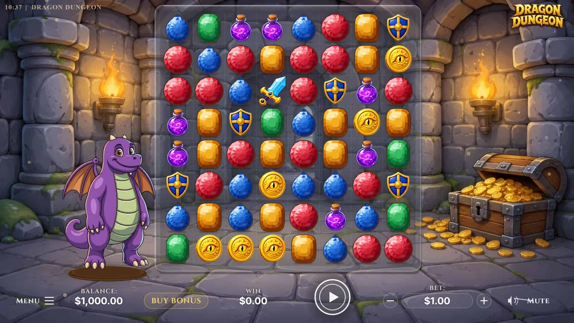 Dragon Dungeon slot gameplay reels