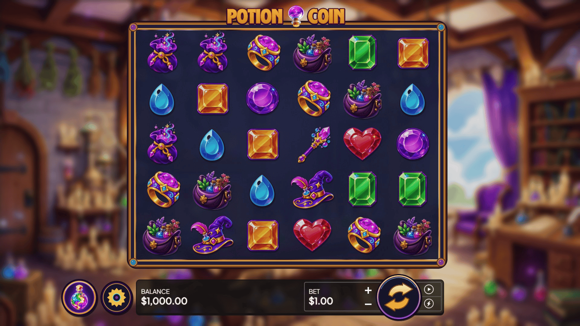 Potion Coin slot gameplay reels