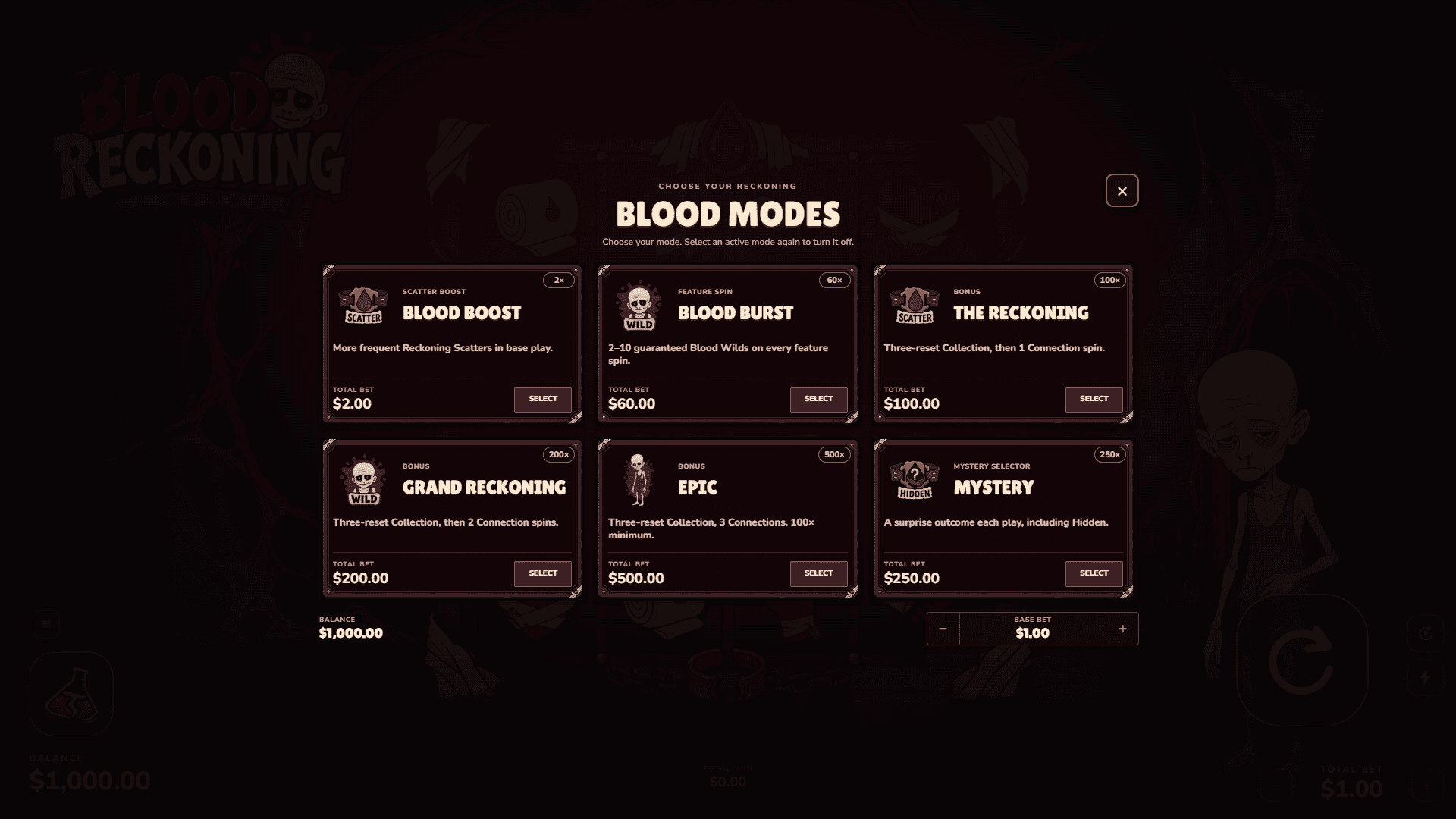 Blood Reckoning bonus buy menu
