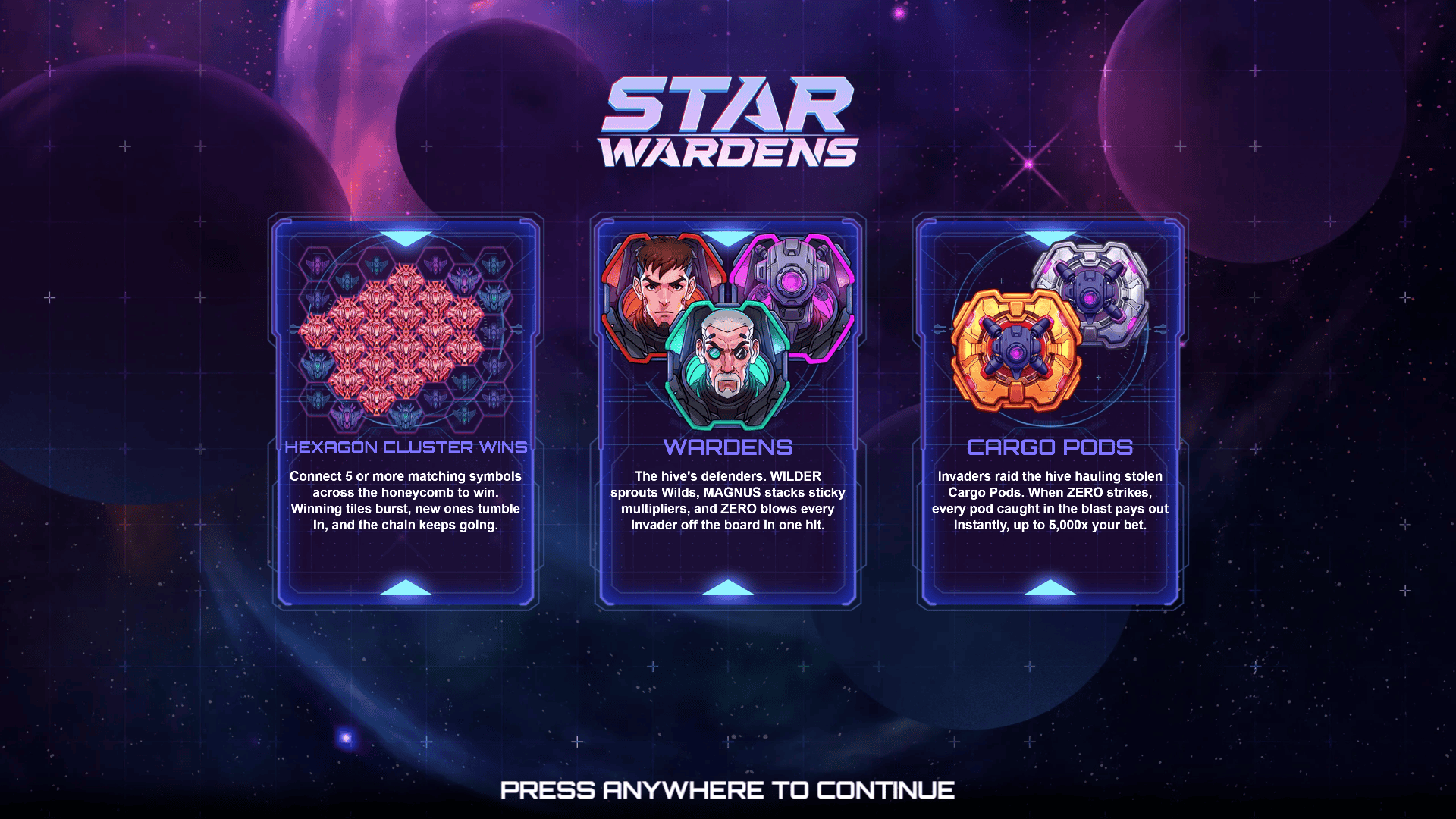 Star Wardens slot intro screen