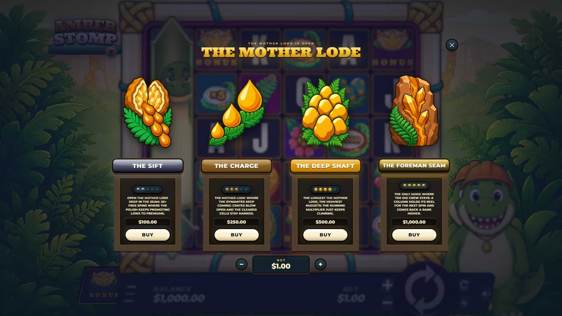 Amber Stomp bonus buy menu