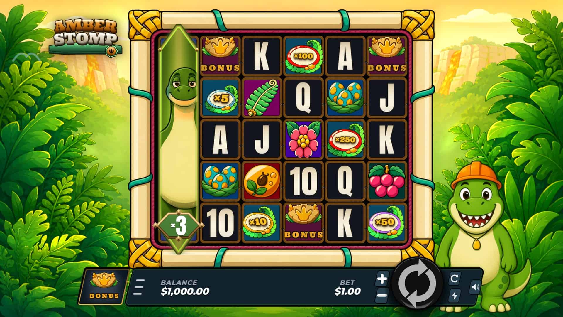 Amber Stomp slot gameplay reels
