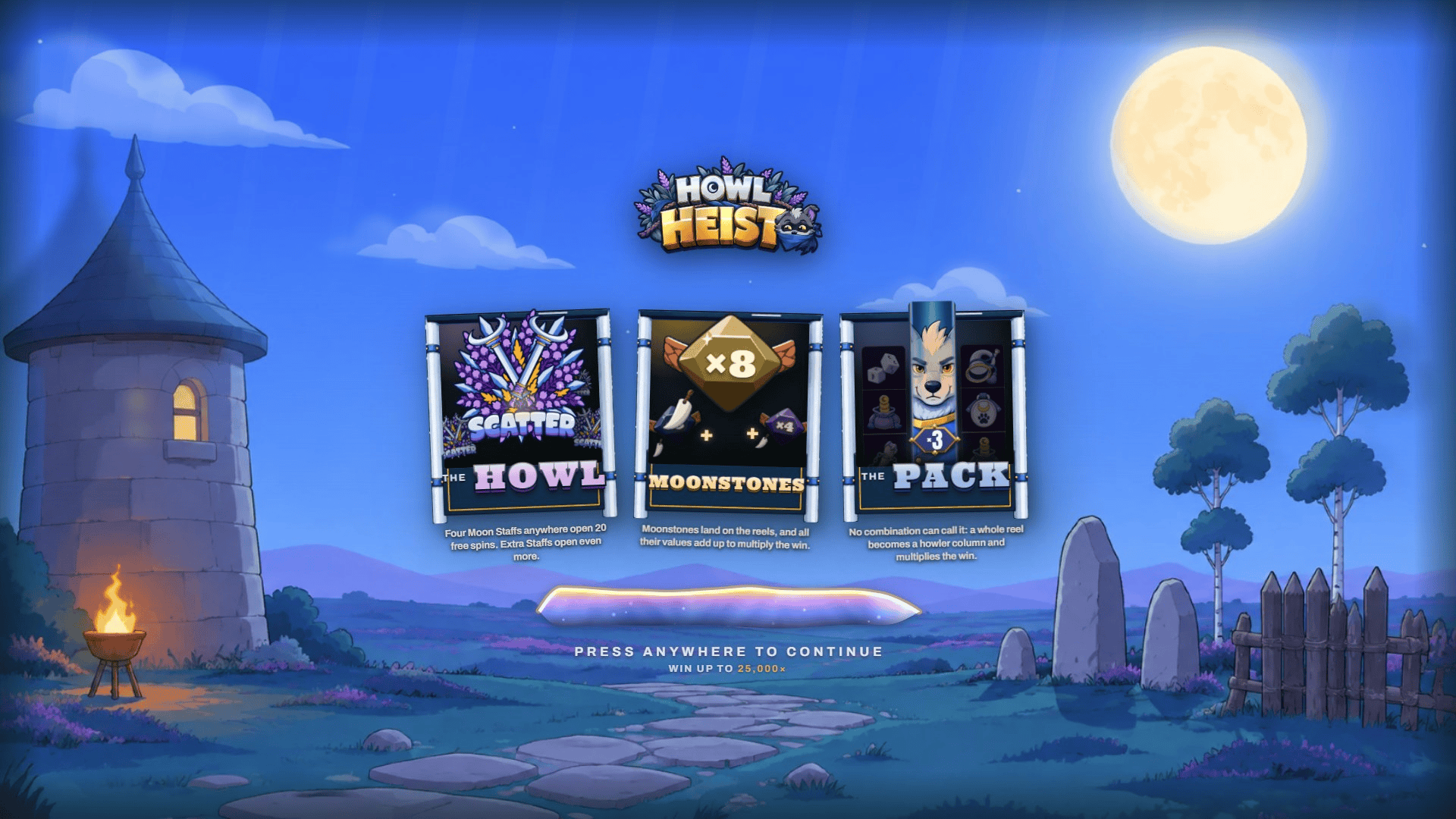 Howl Heist slot intro screen