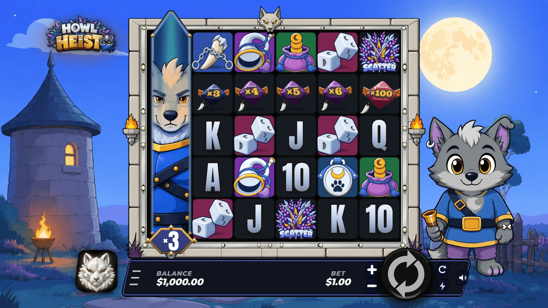 Howl Heist slot gameplay reels