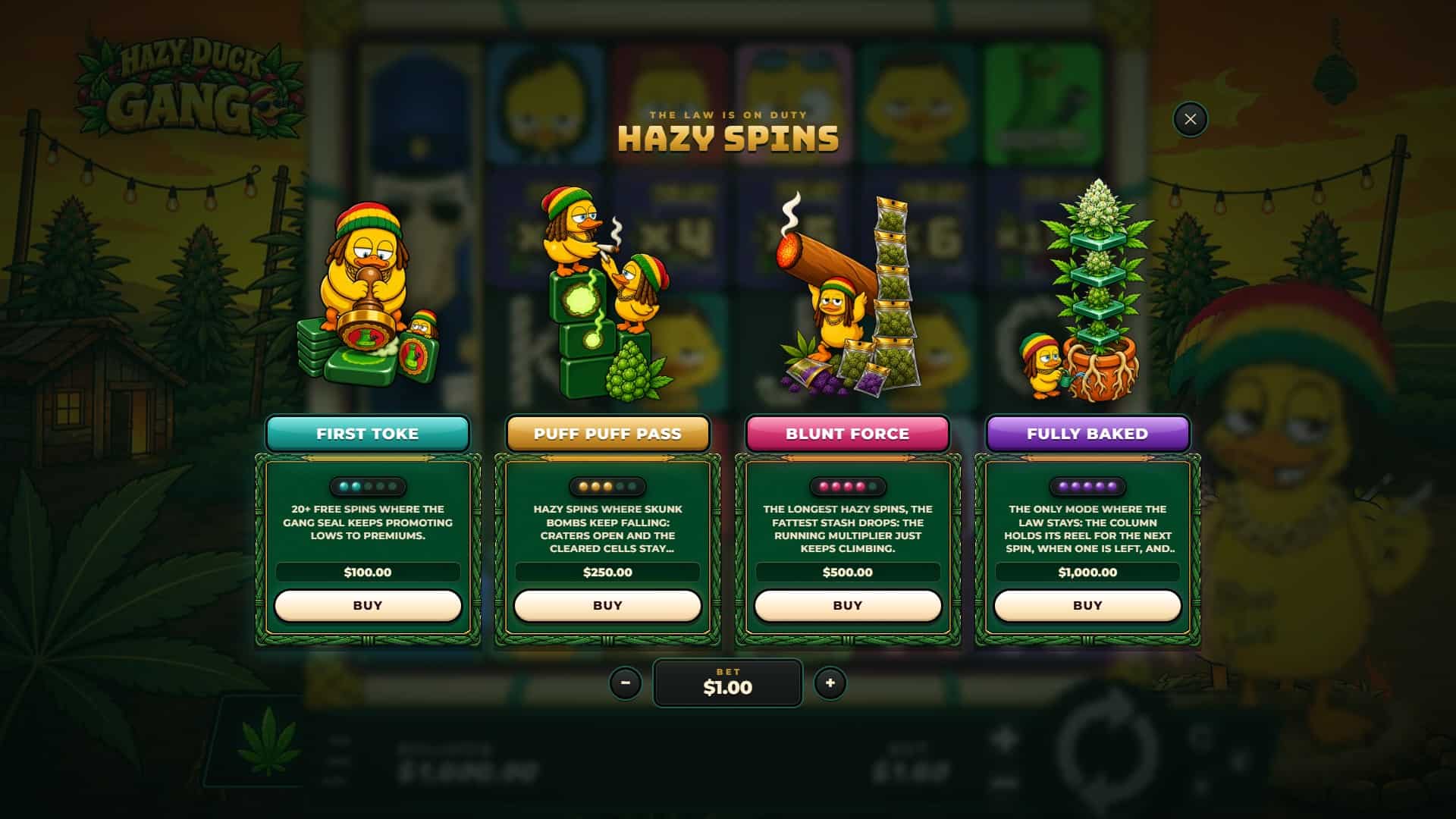 Hazy Duck GANG bonus buy menu