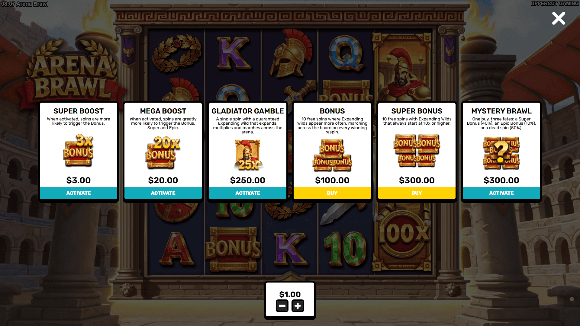 Arena Brawl bonus buy menu