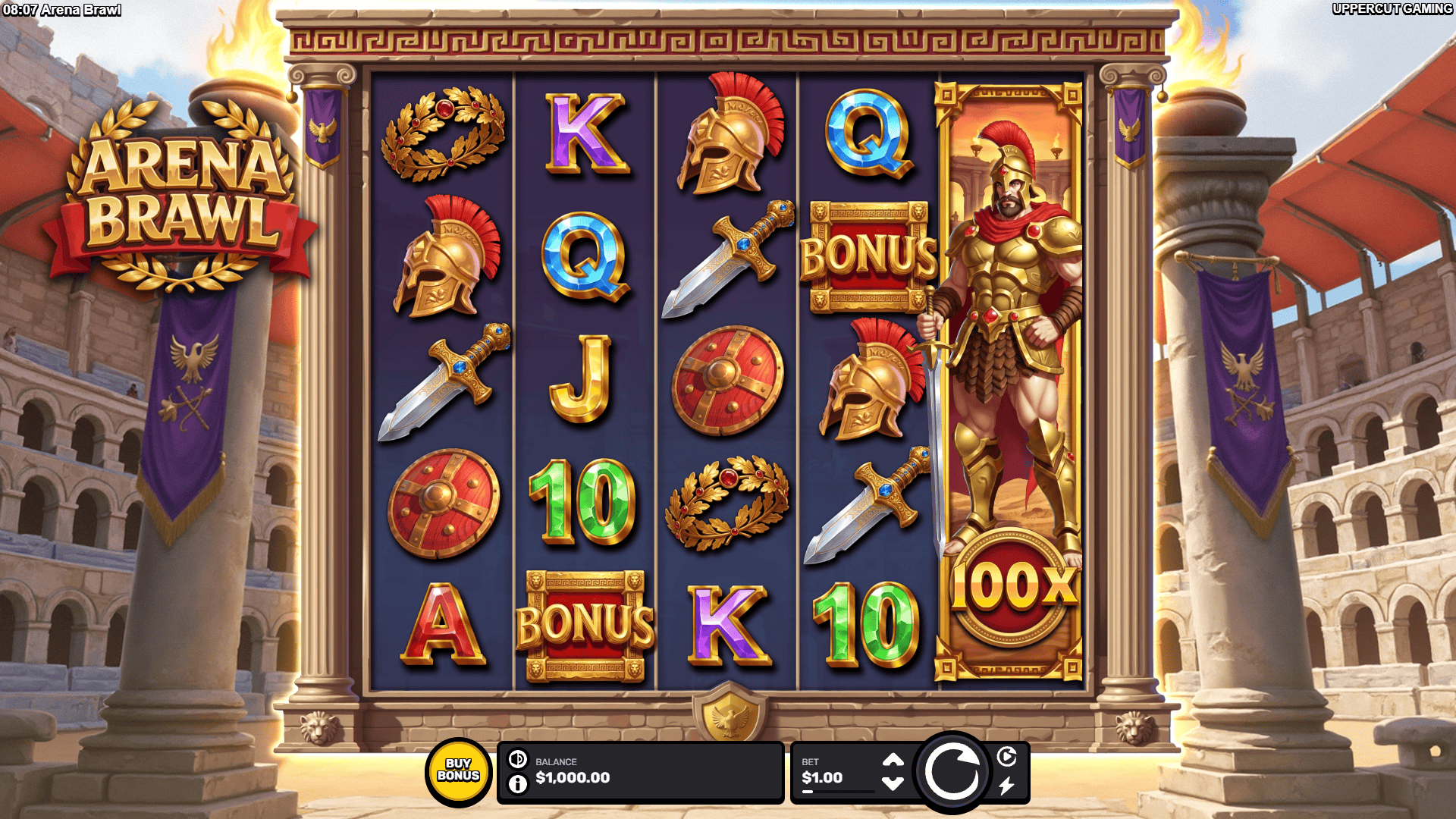 Arena Brawl slot gameplay reels