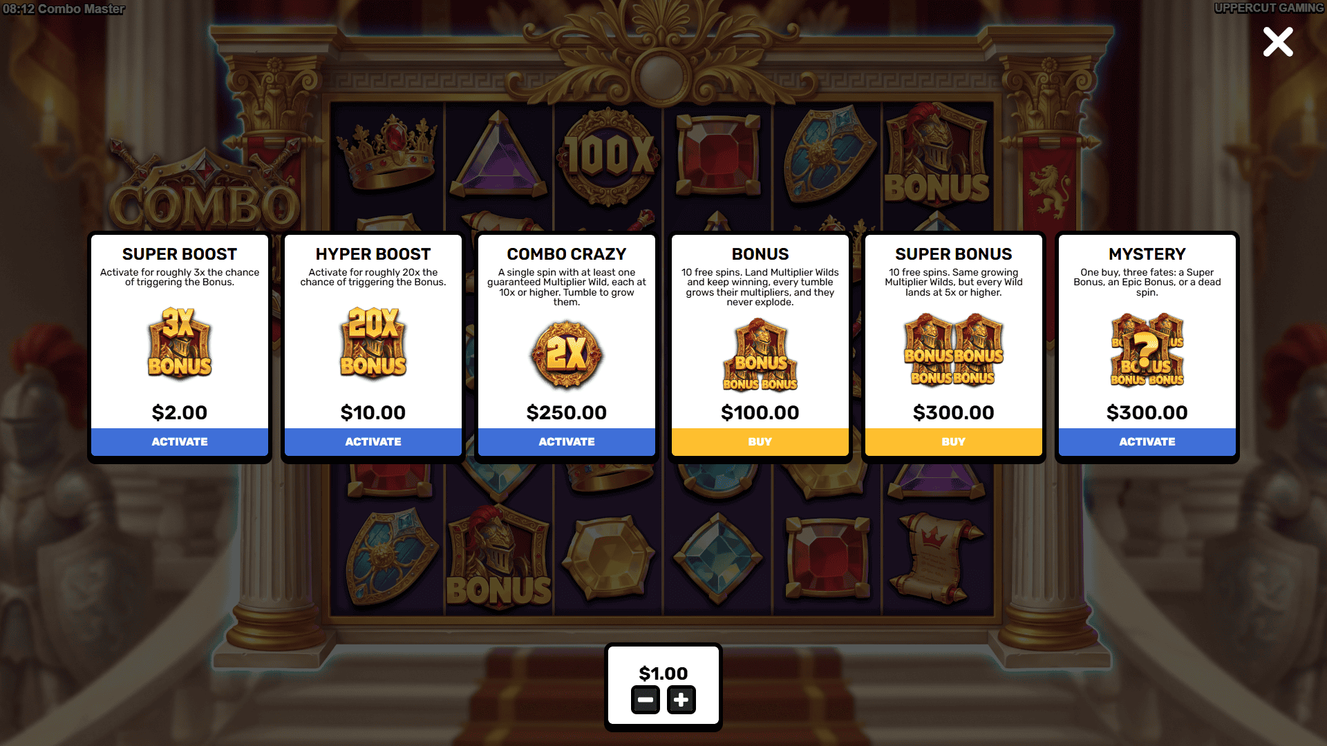 Combo Master bonus buy menu