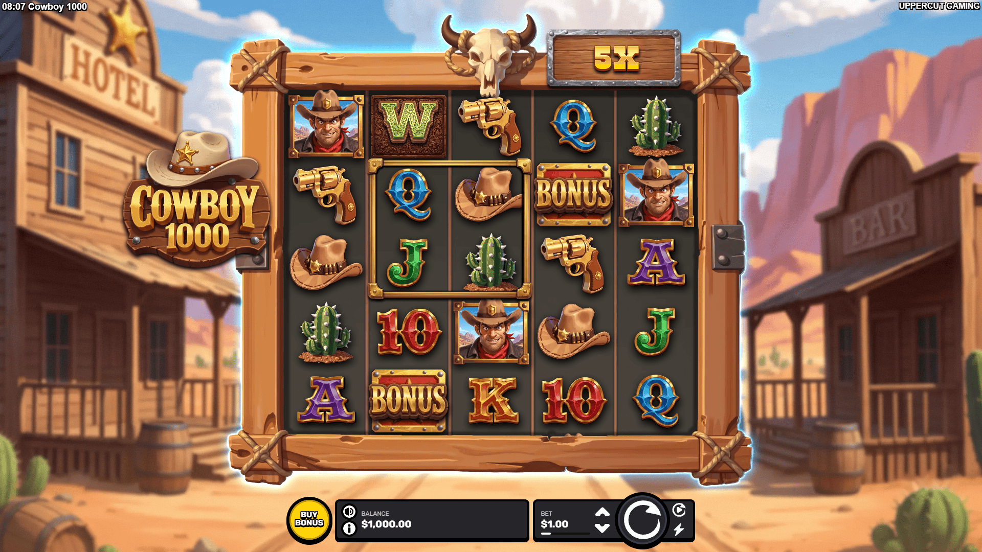 Cowboy 1000 slot gameplay reels