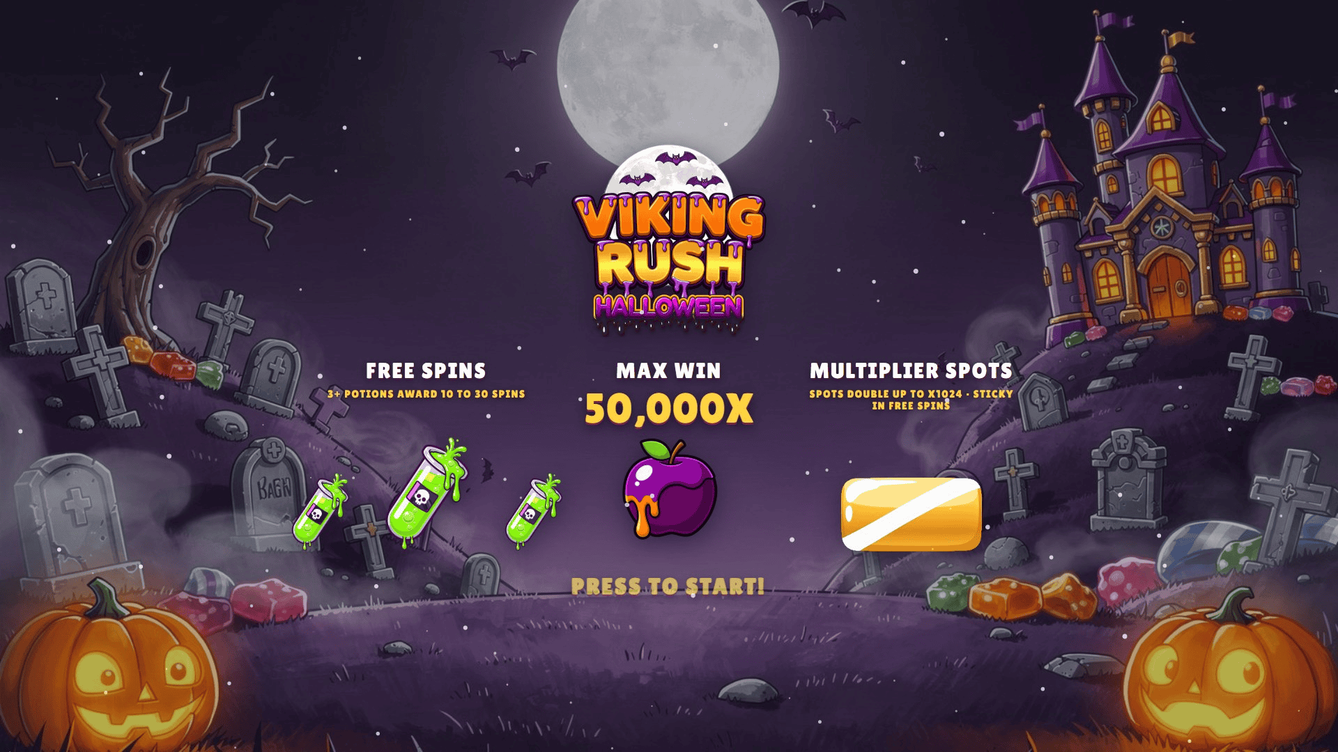 Viking Rush Halloween slot intro screen
