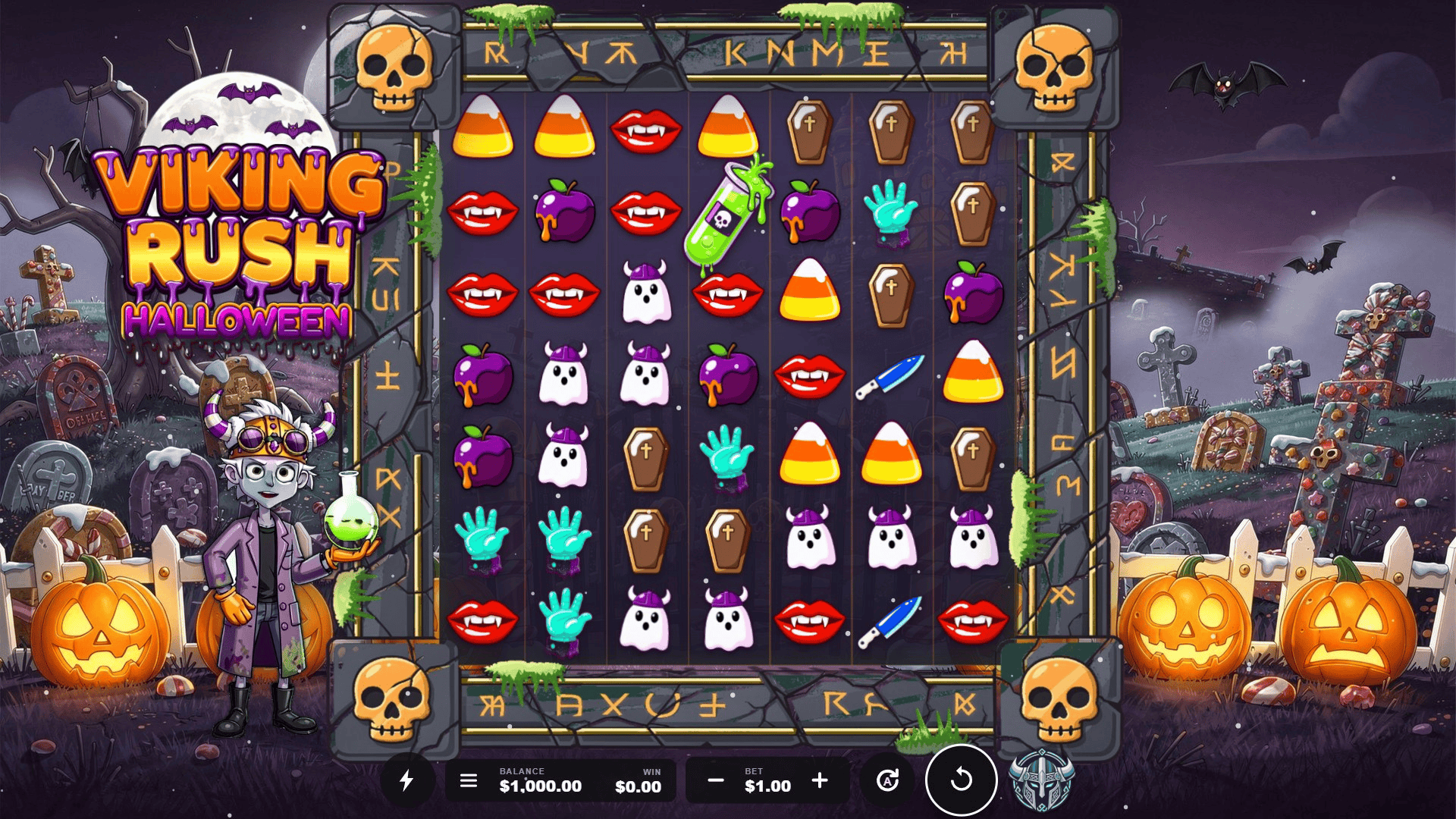 Viking Rush Halloween slot gameplay reels