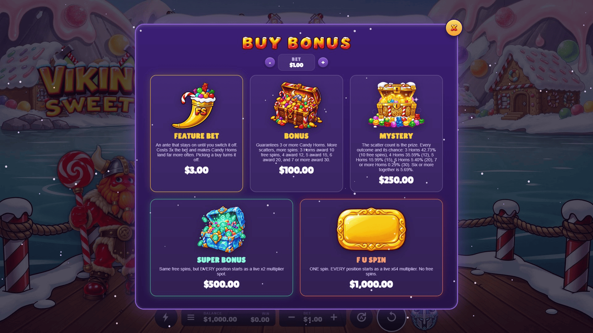 Viking Sweets bonus buy menu