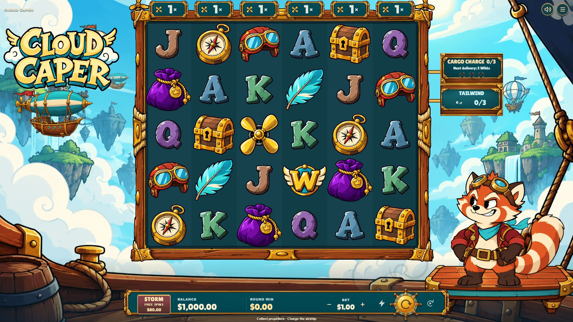 Cloud Caper slot gameplay reels