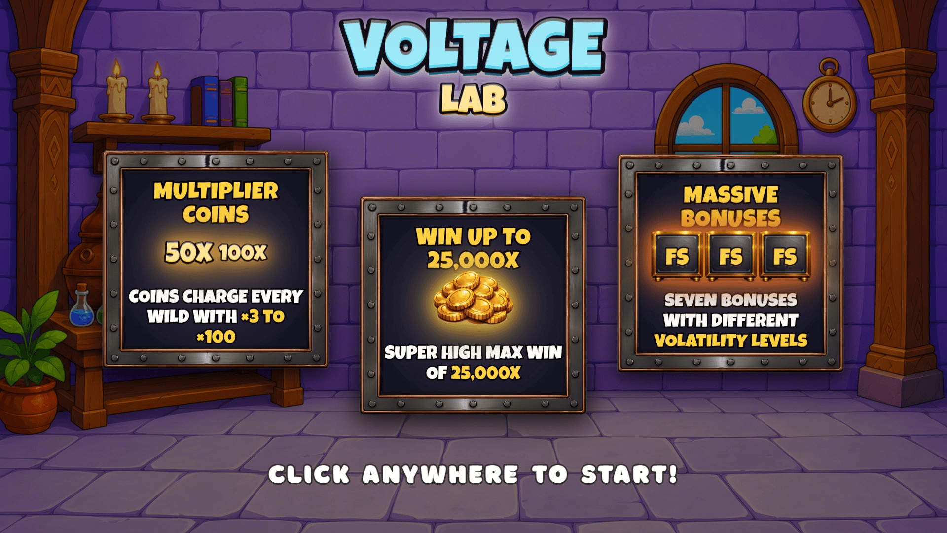 Voltage Lab slot intro screen