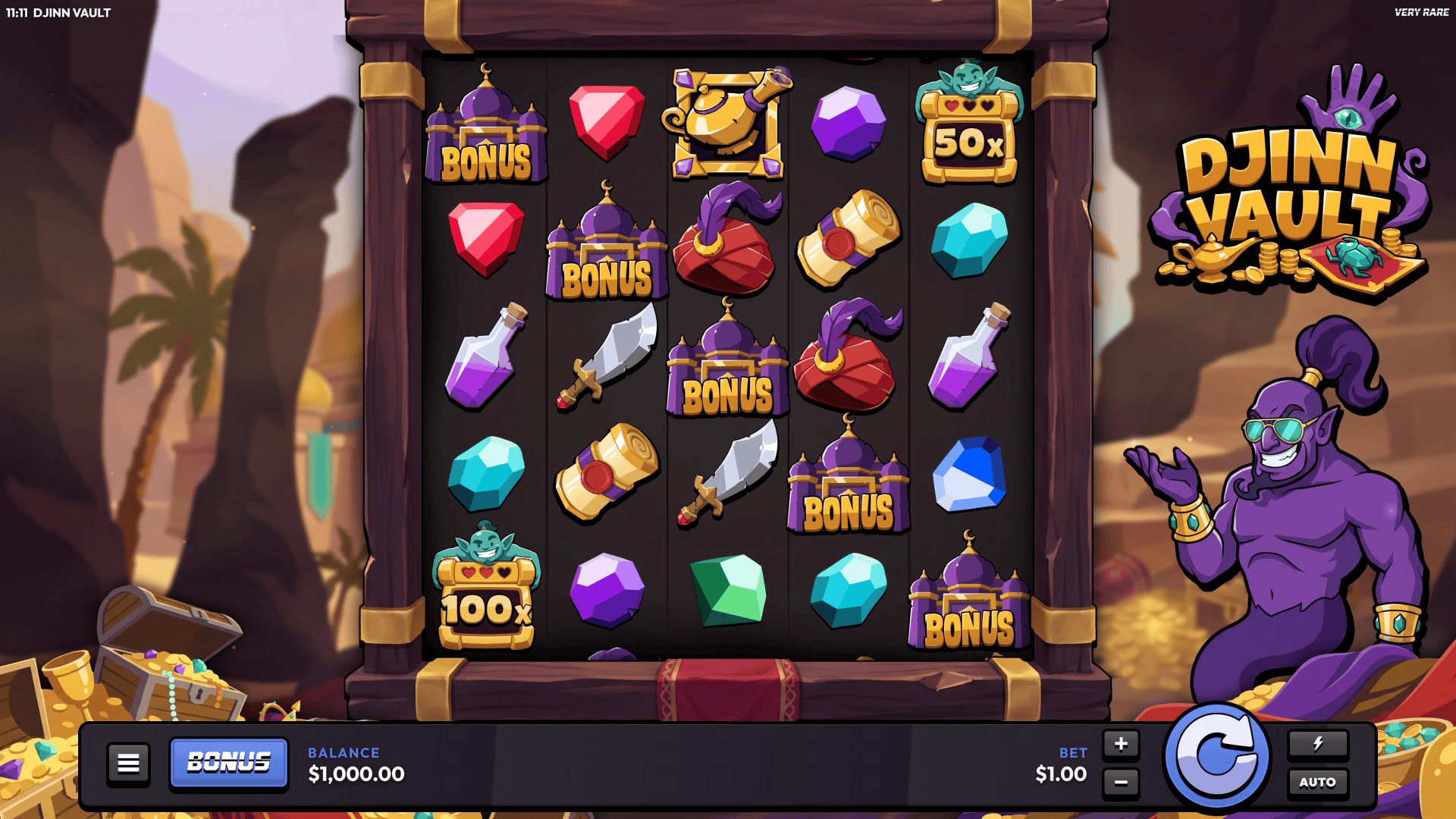 Djinn Vault slot gameplay reels