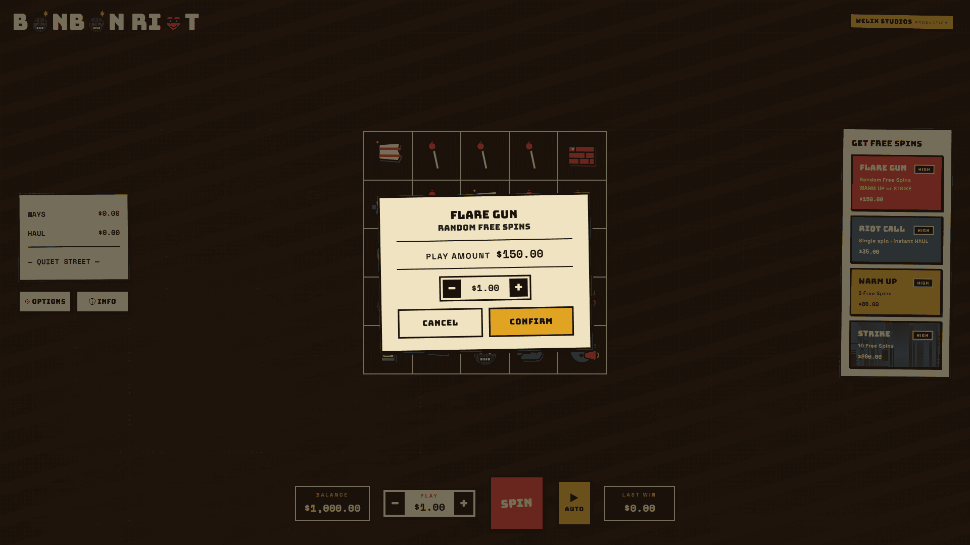 Bonbon Riot bonus buy menu