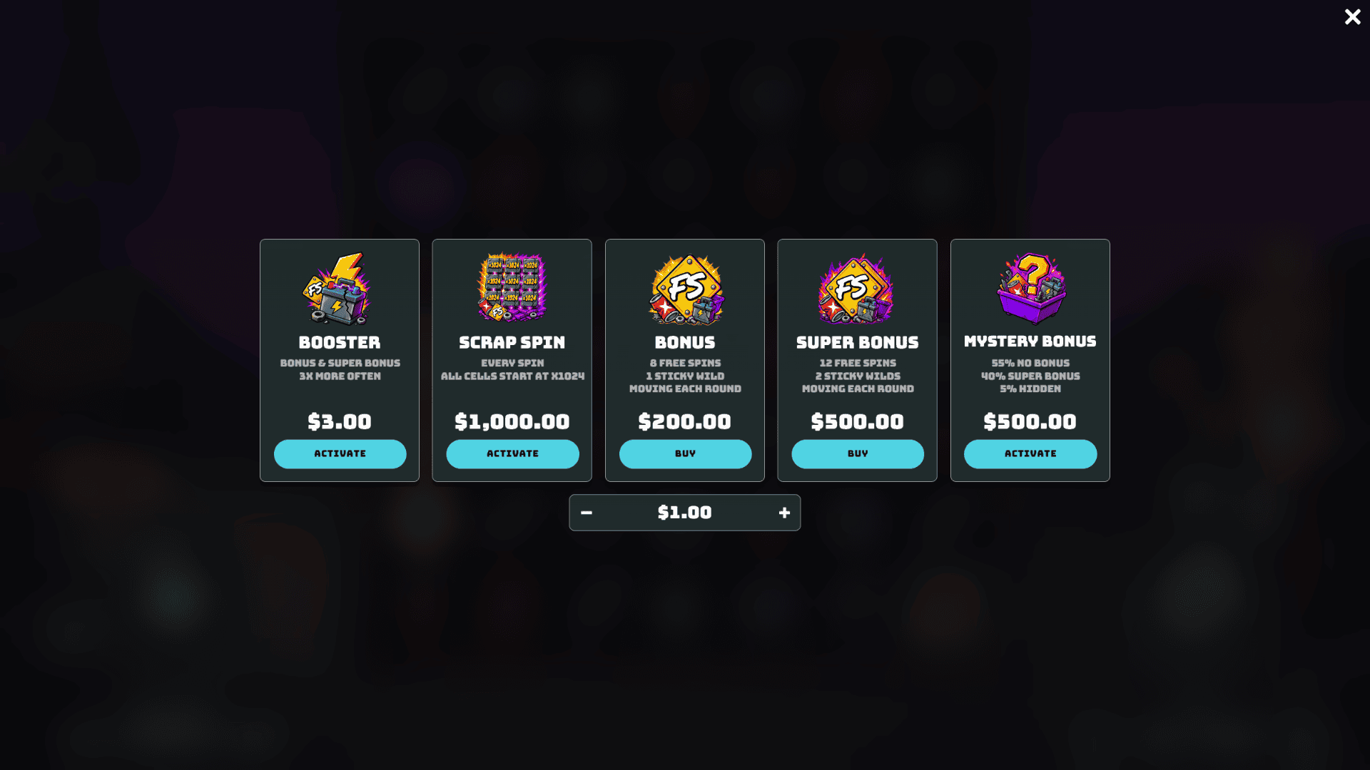 Scrap Zone bonus buy menu