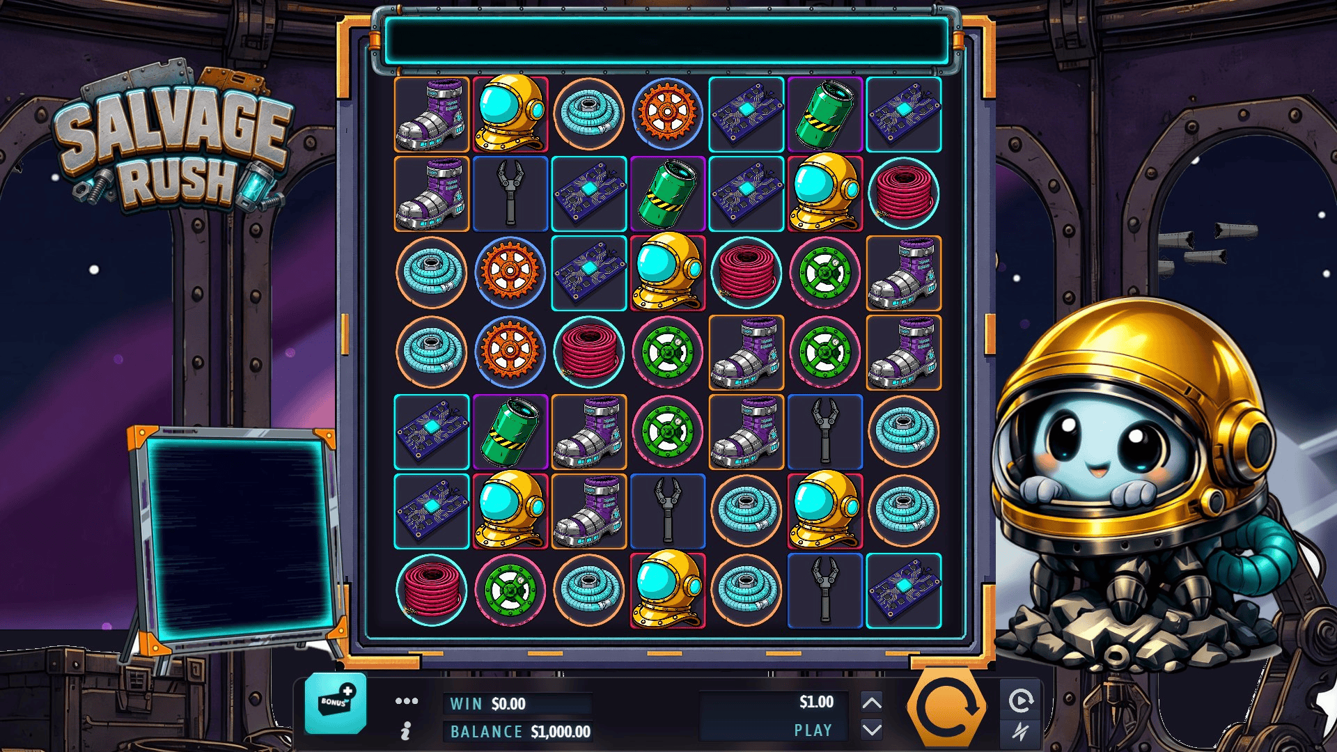 Salvage Rush slot gameplay reels