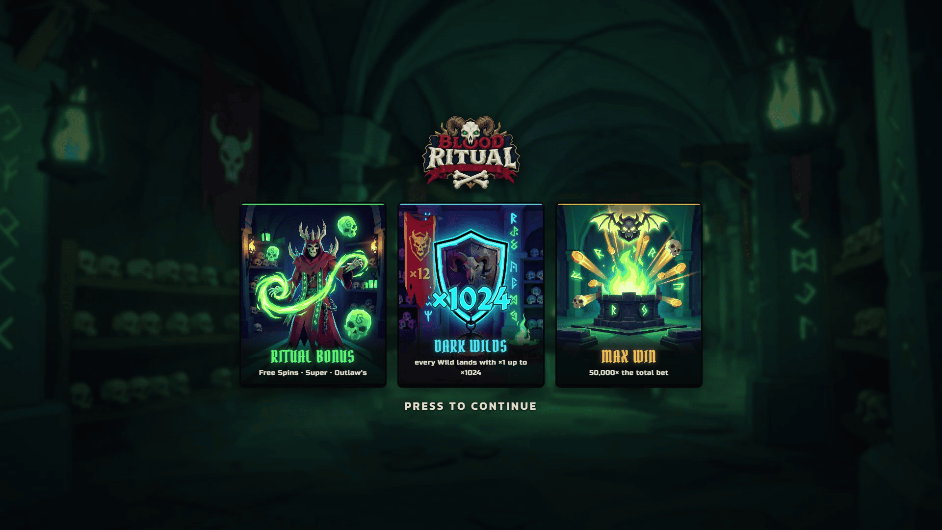 Blood Ritual slot intro screen