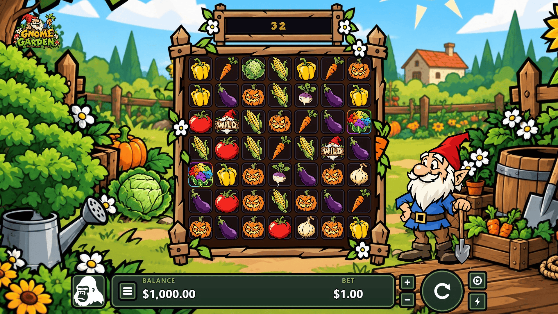 Gnome Garden slot gameplay reels