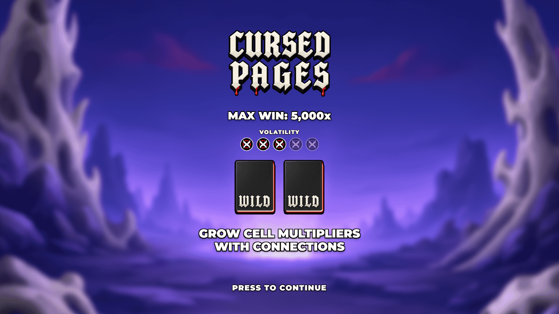 Cursed Pages slot intro screen