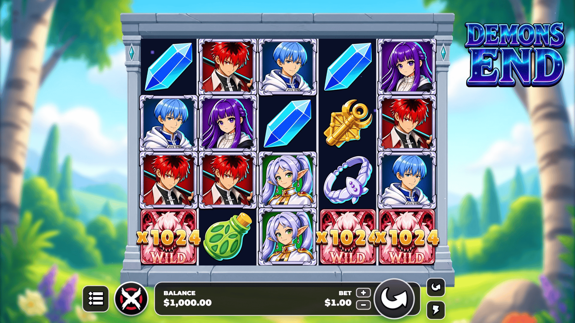 Demons End slot gameplay reels