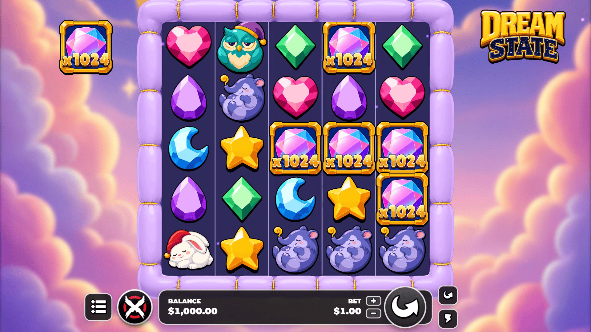 Dream State slot gameplay reels