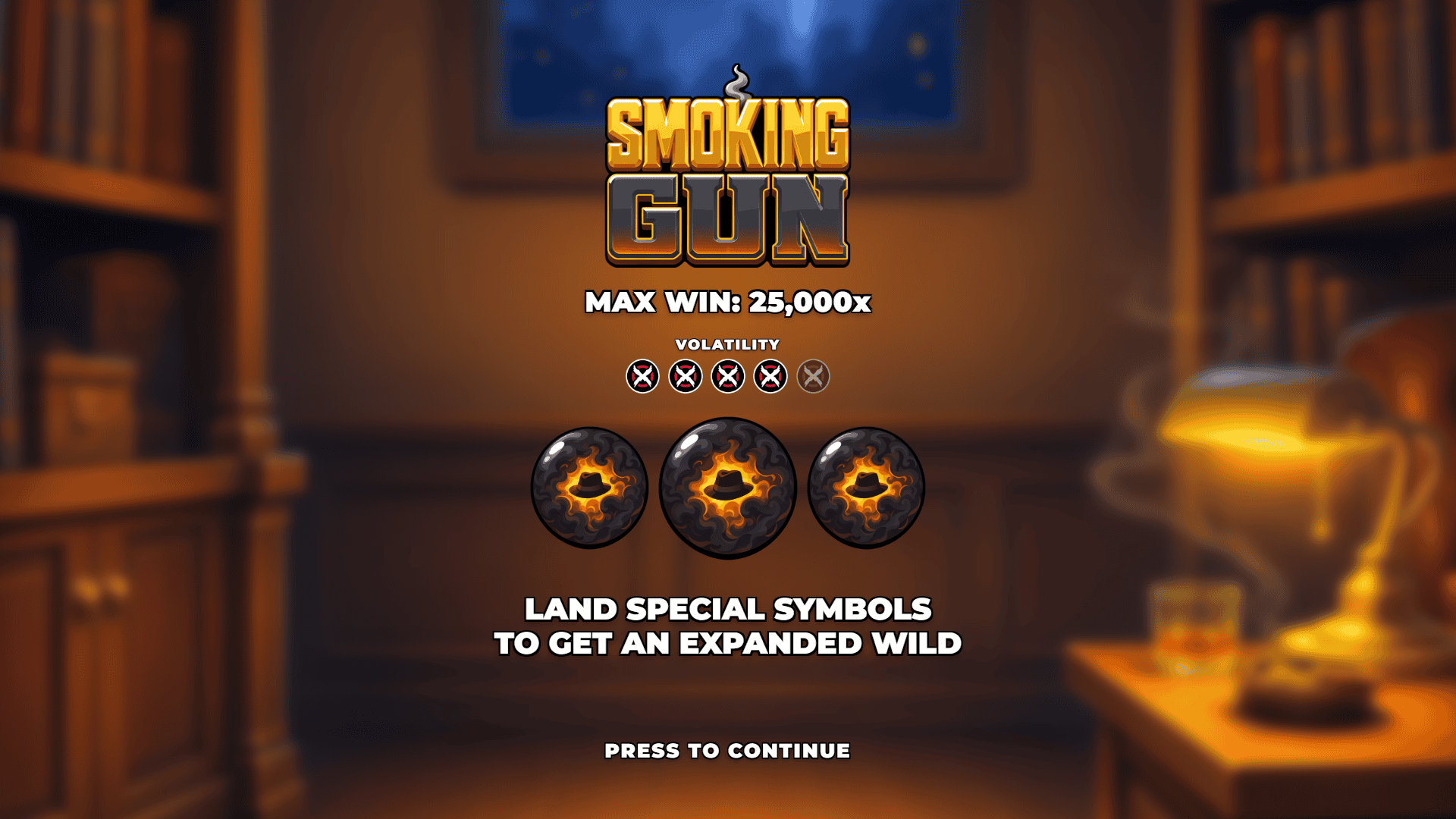 Smoking Gun slot intro screen