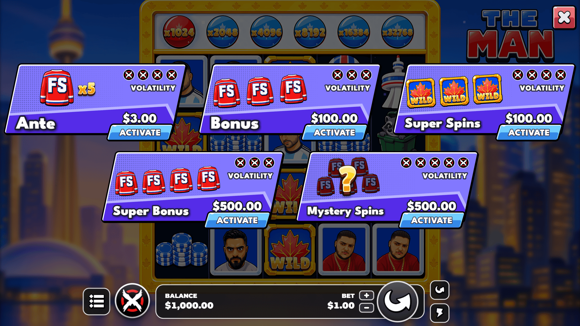 The Man bonus buy menu