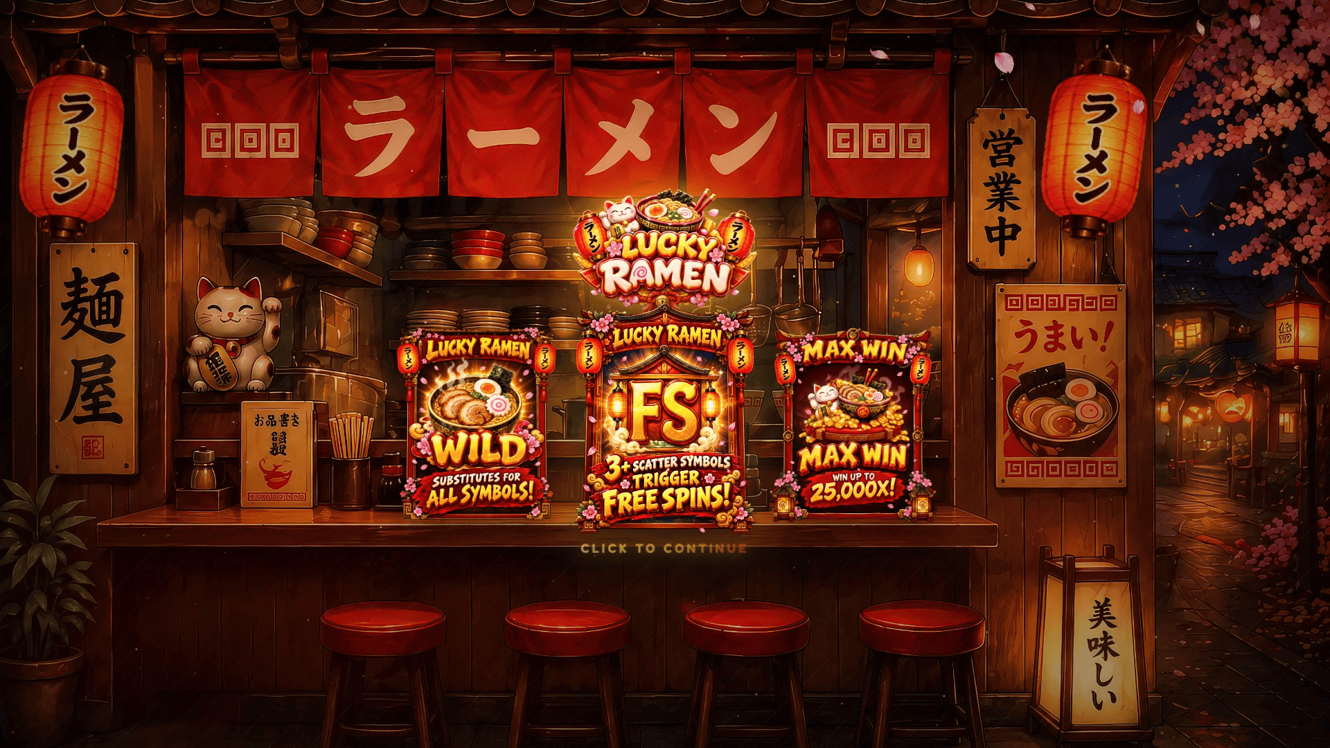Lucky Ramen slot intro screen