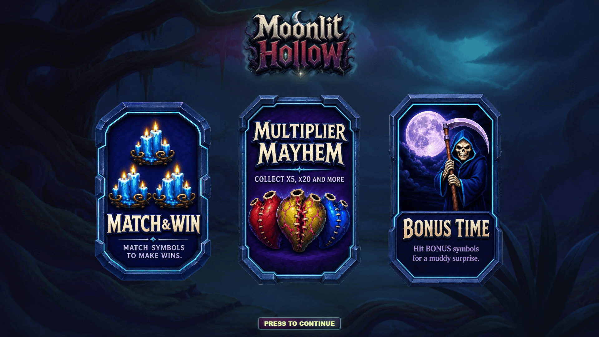 Moonlit Hollow slot intro screen
